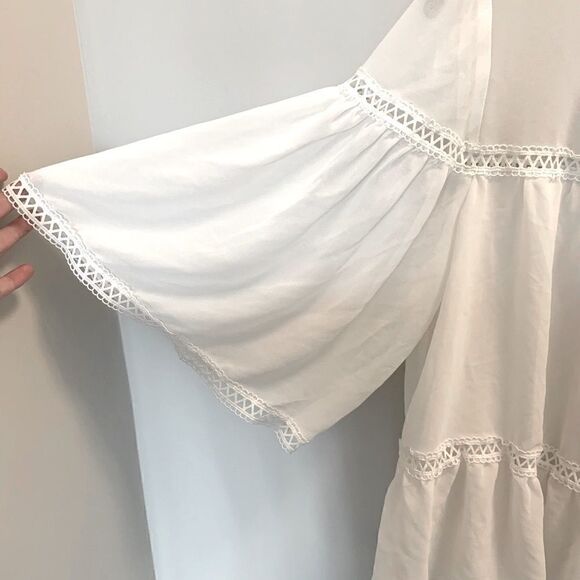 Max Studio white ruffled blouse size large - Picture 4 of 4